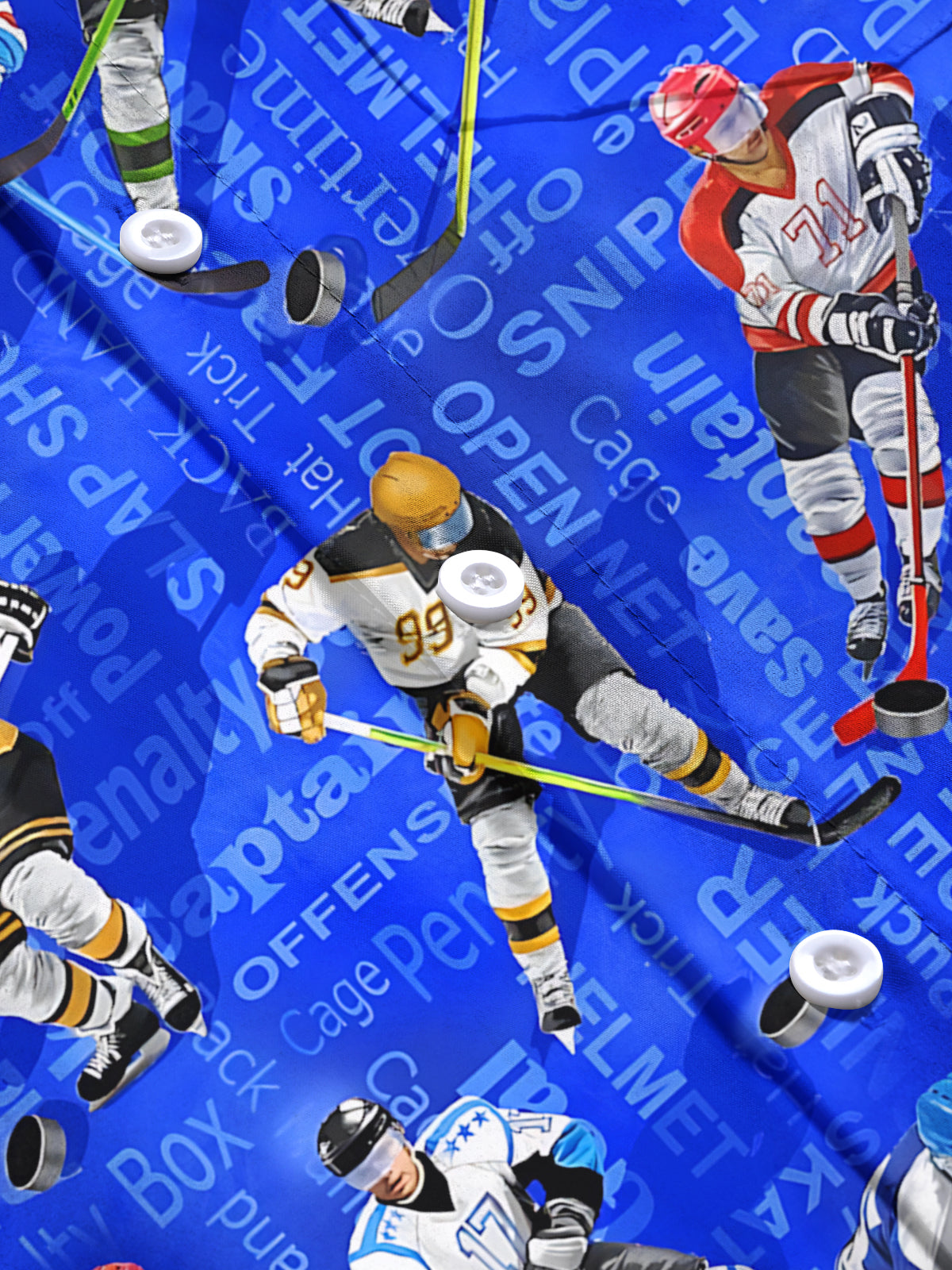 Hockey Player Print Men's Pocket Short Sleeve Shirts