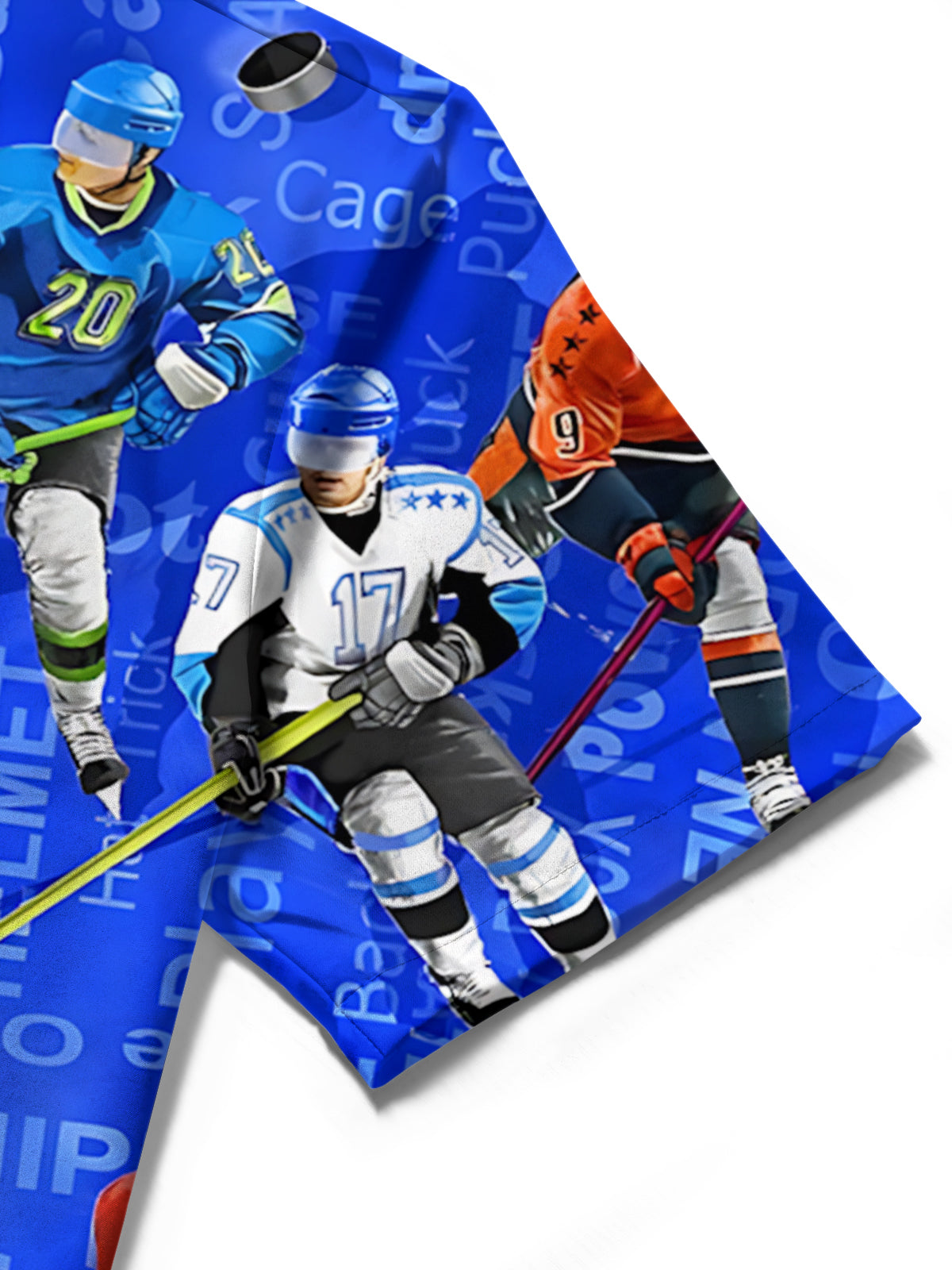 Hockey Player Print Men's Pocket Short Sleeve Shirts