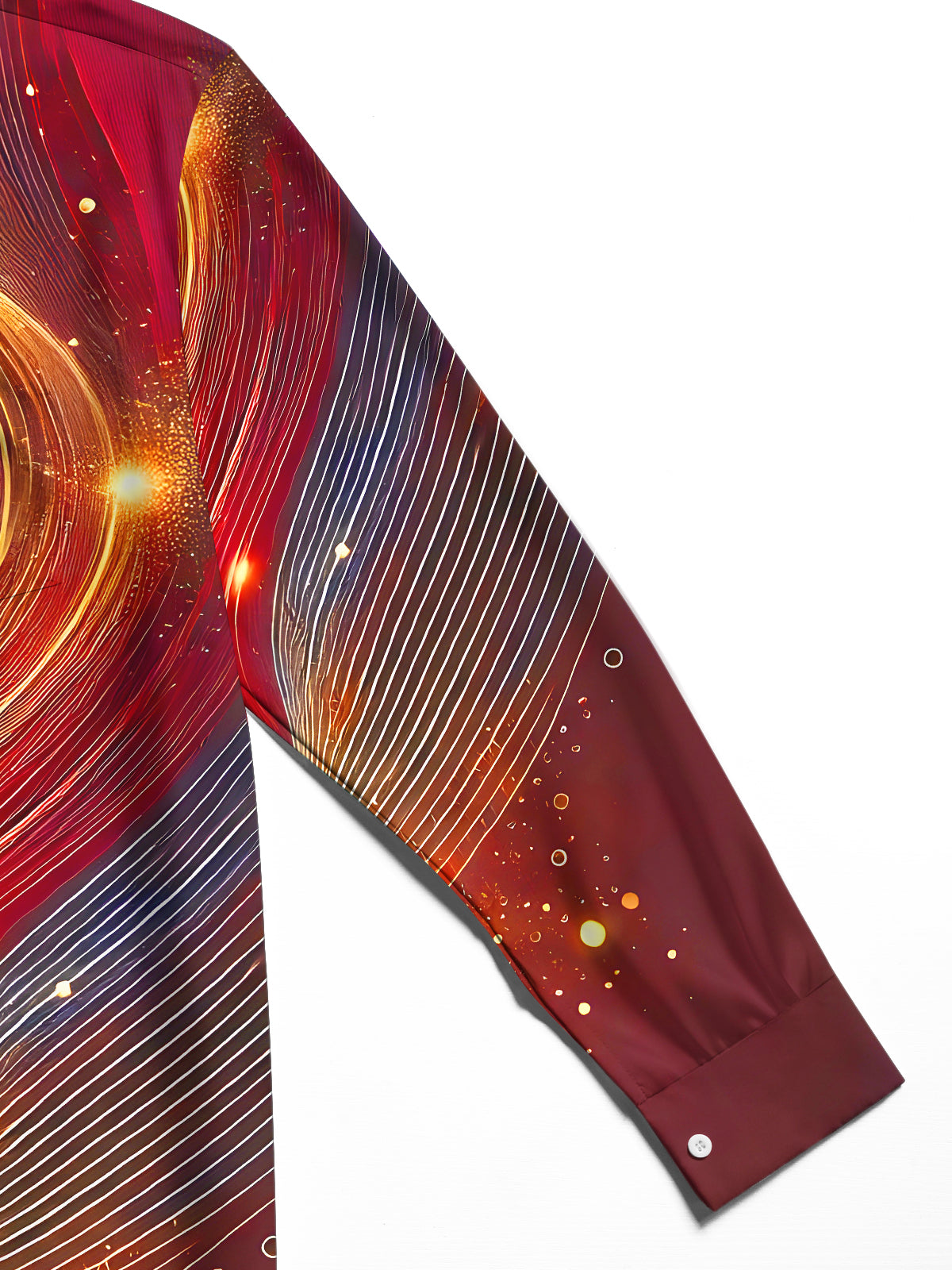 Xmas Red Molten Gold Fluid Art Men's Pocket Long Sleeve Shirts