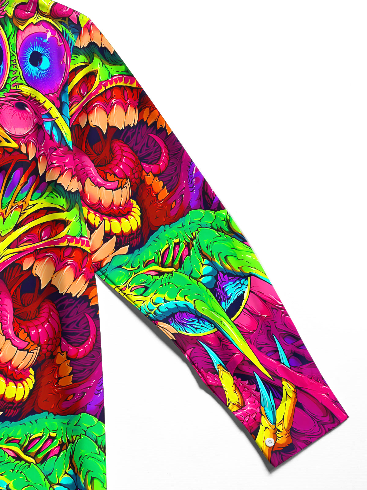 Halloween Fantasy Abstract Monster Eyes Ghost Hands Mouths Men's Pocket Long Sleeve Shirts