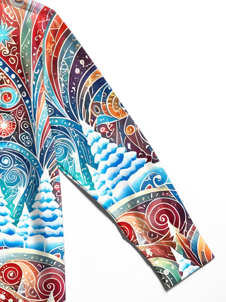 Men's Christmas pattern pocket long sleeve shirt flat lay