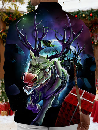 Men's reindeer art print long sleeve shirt back view