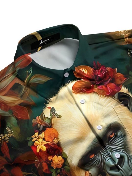 men's feline print shirt side view
