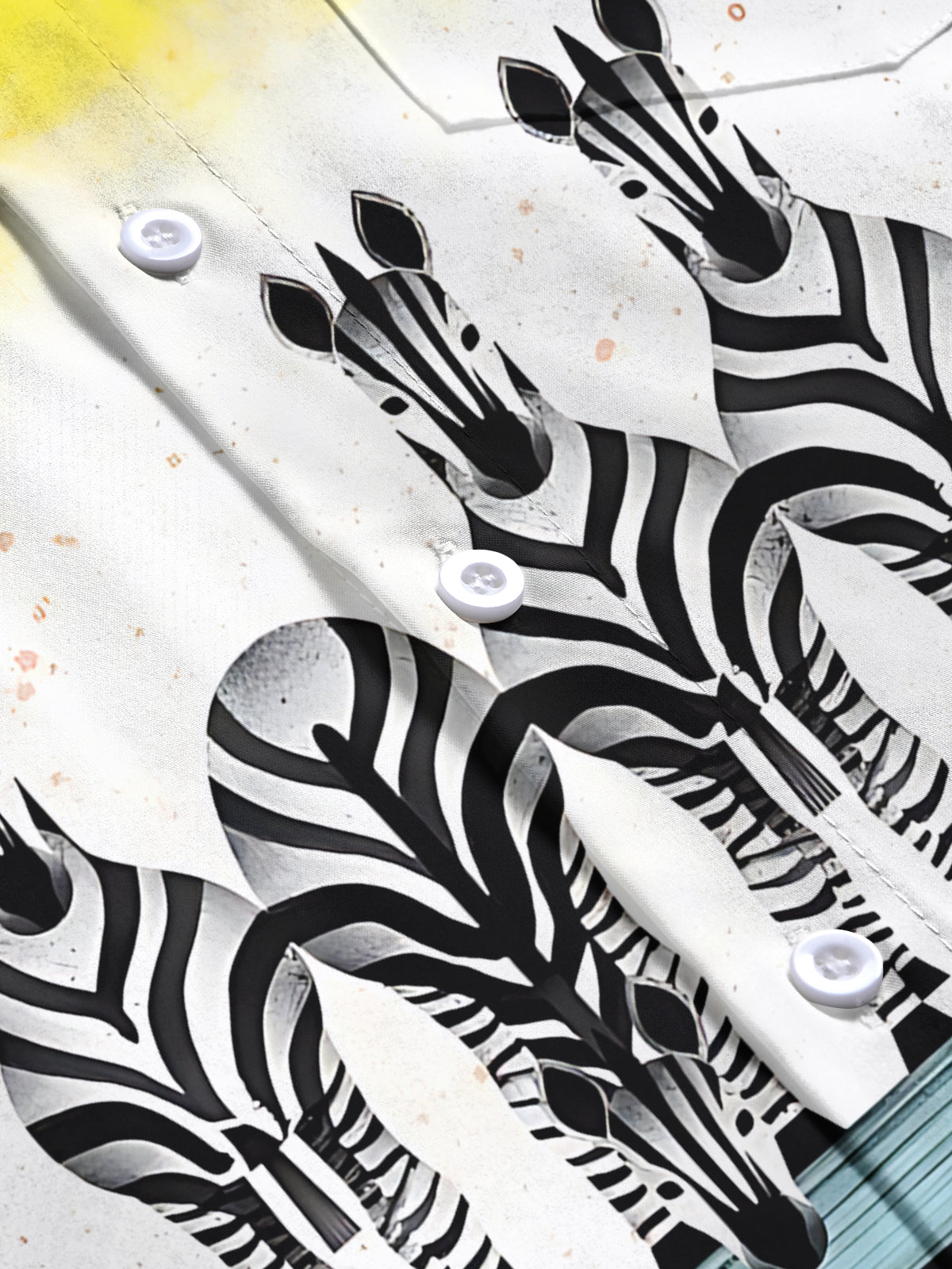 Zebra Gradient Print Men's Pocket Short Sleeve Shirts