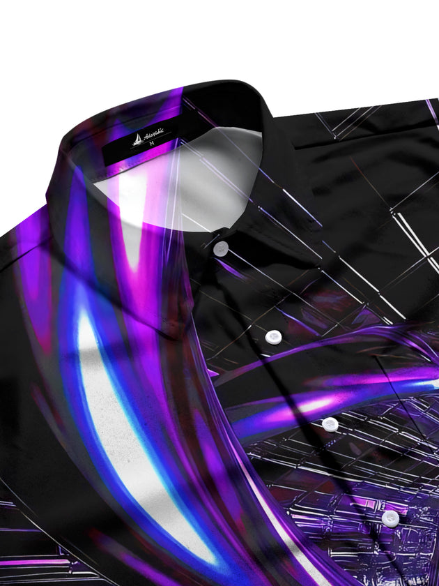 Abstract Art Print Men's Pocket Long Sleeve Shirts