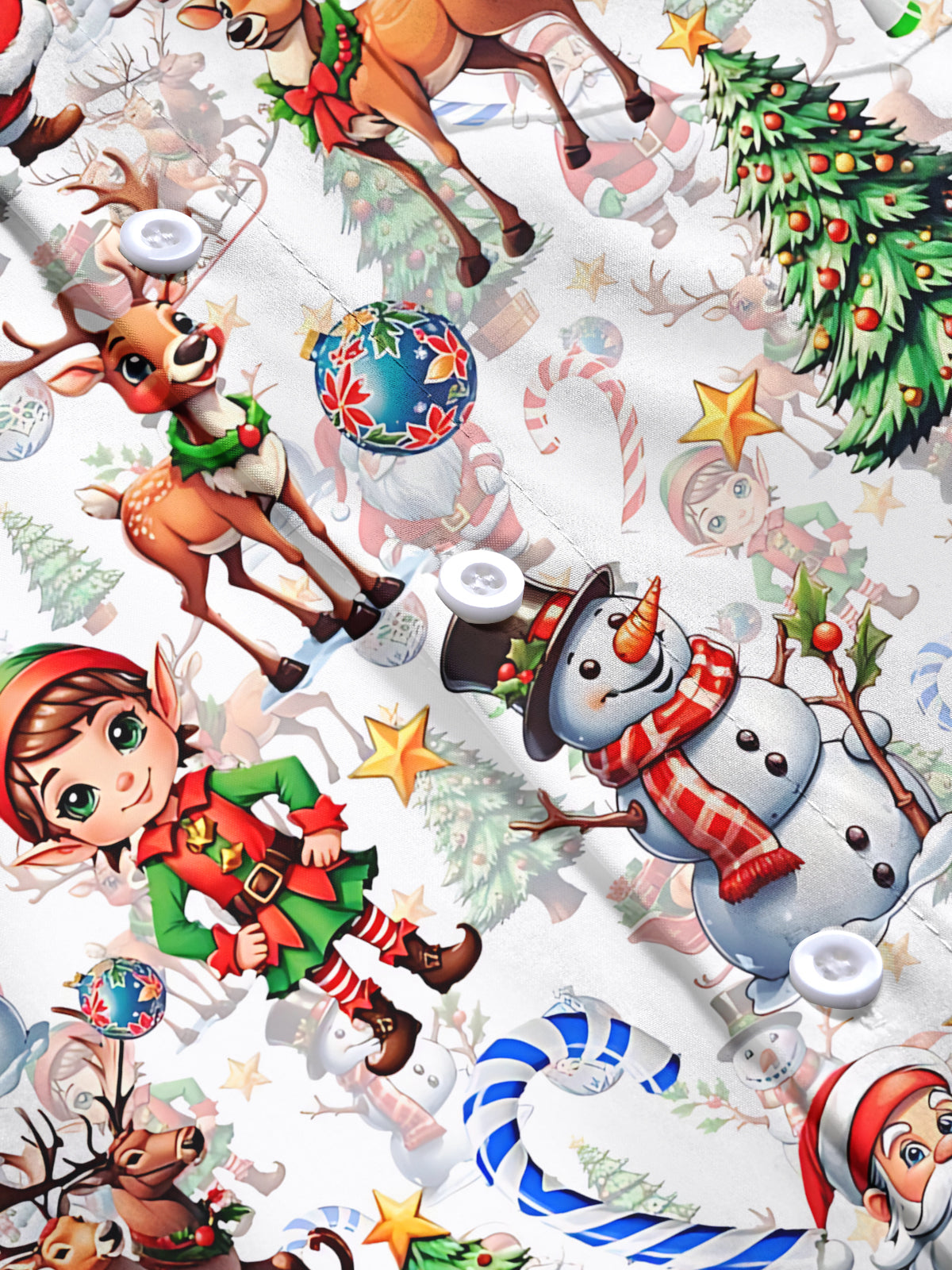 Christmas Print Men's Pocket Long Sleeve Shirts