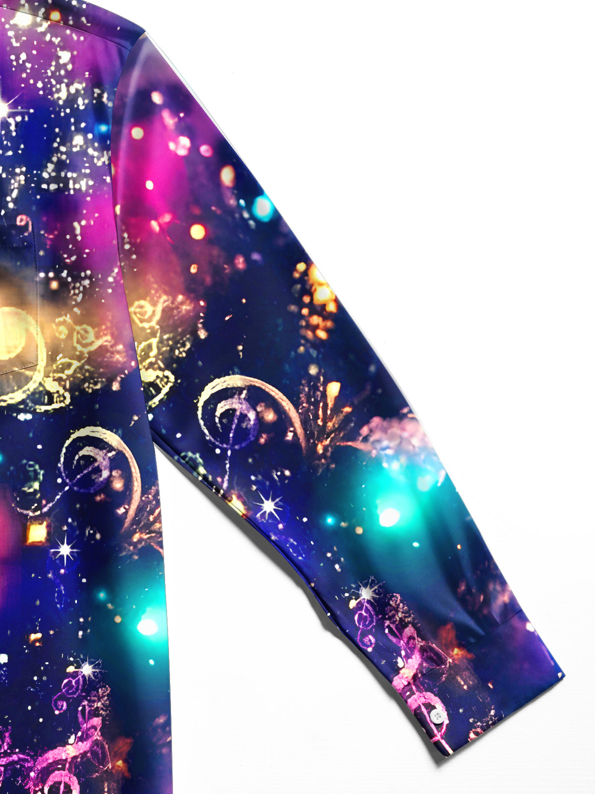 Christmas Musical Note Men's Pocket Long Sleeve Shirts