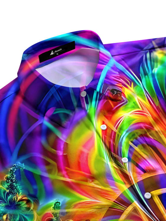 men's tie-dye shirt side view