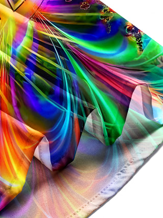Men's tie dye abstract print long sleeve pocket shirt front view