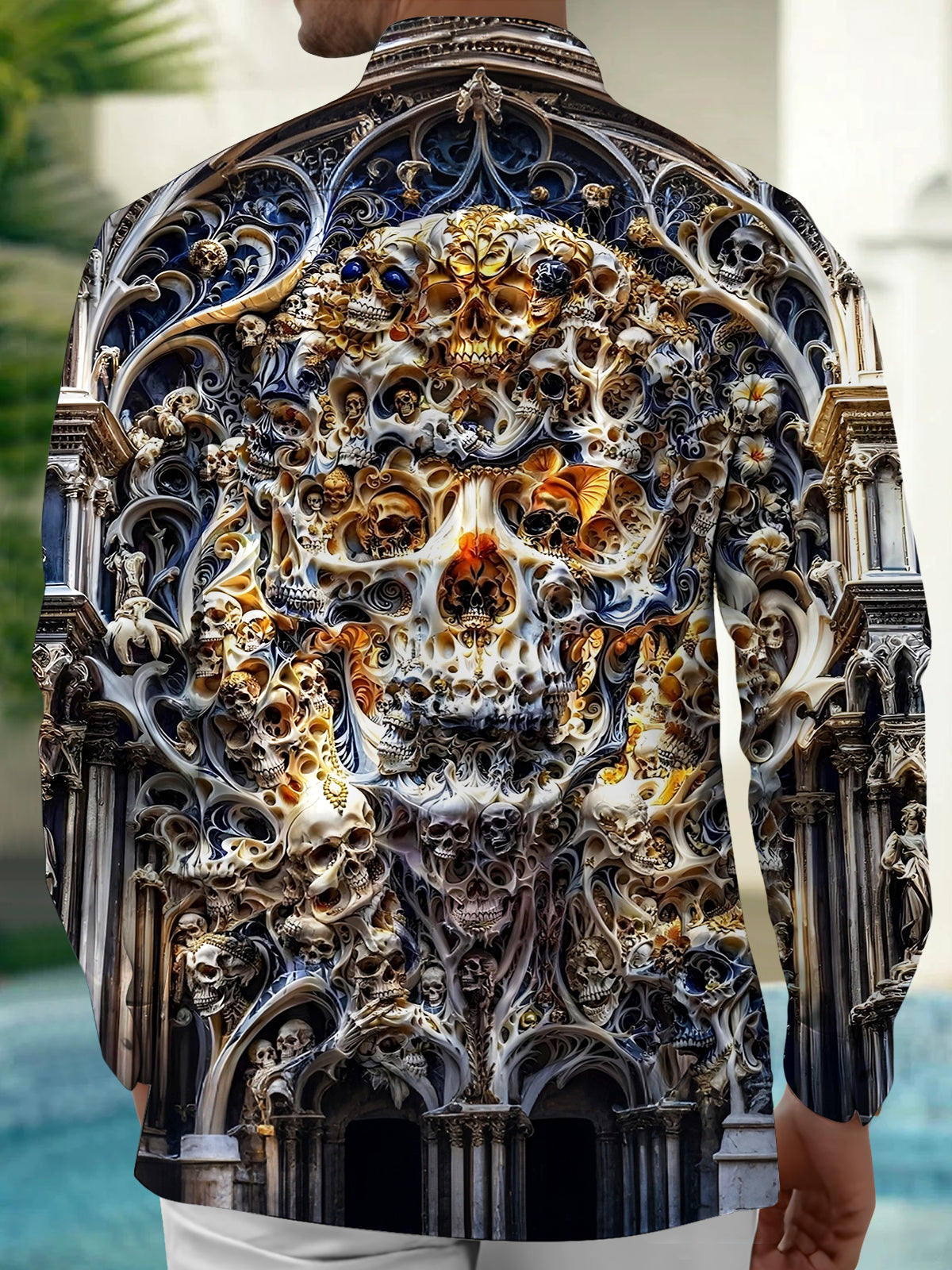 Skull Men's Pocket Long Sleeve Shirts