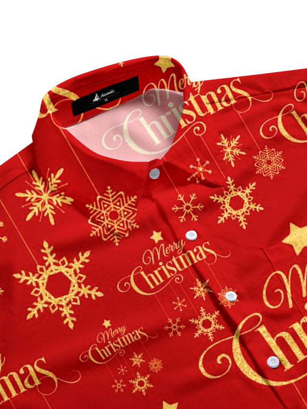 Men's Christmas pocket long sleeve shirt back view