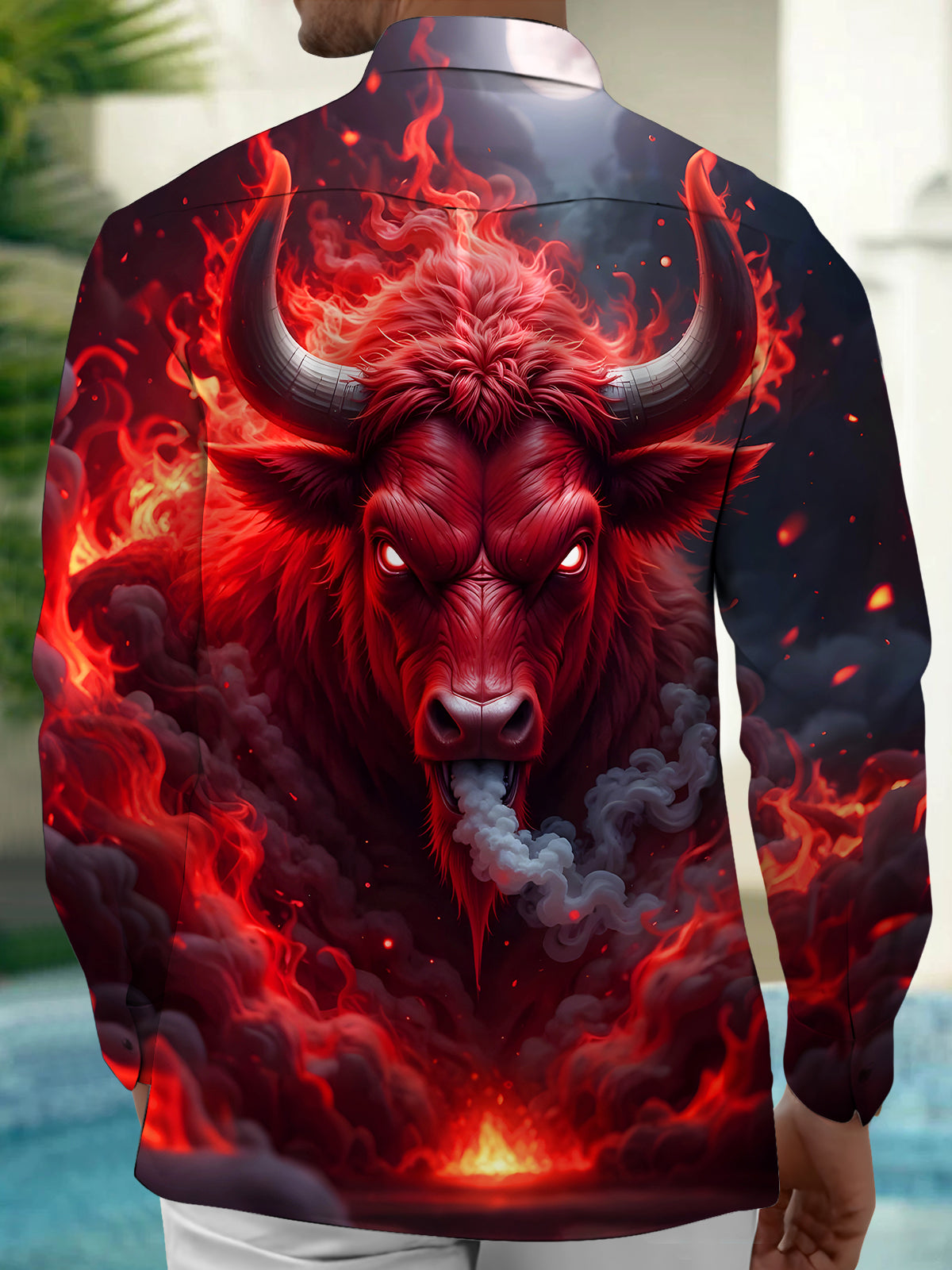 Cow Men's Pocket Long Sleeve Shirts