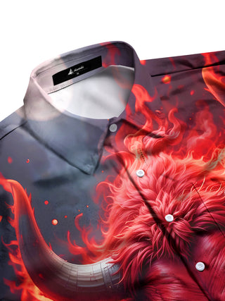 Men's cow print full sleeve pocket shirt side view