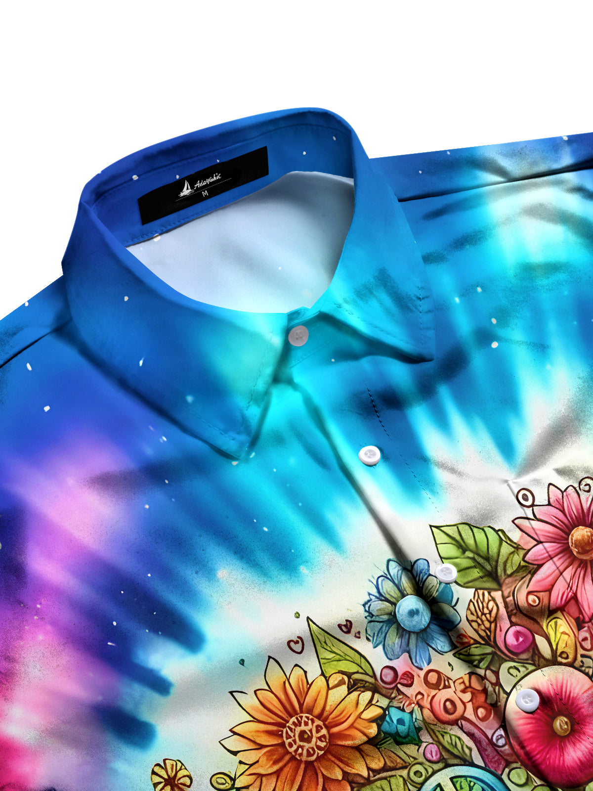 Tie Dye Hippie Tree Men's Pocket Short Sleeve Shirts