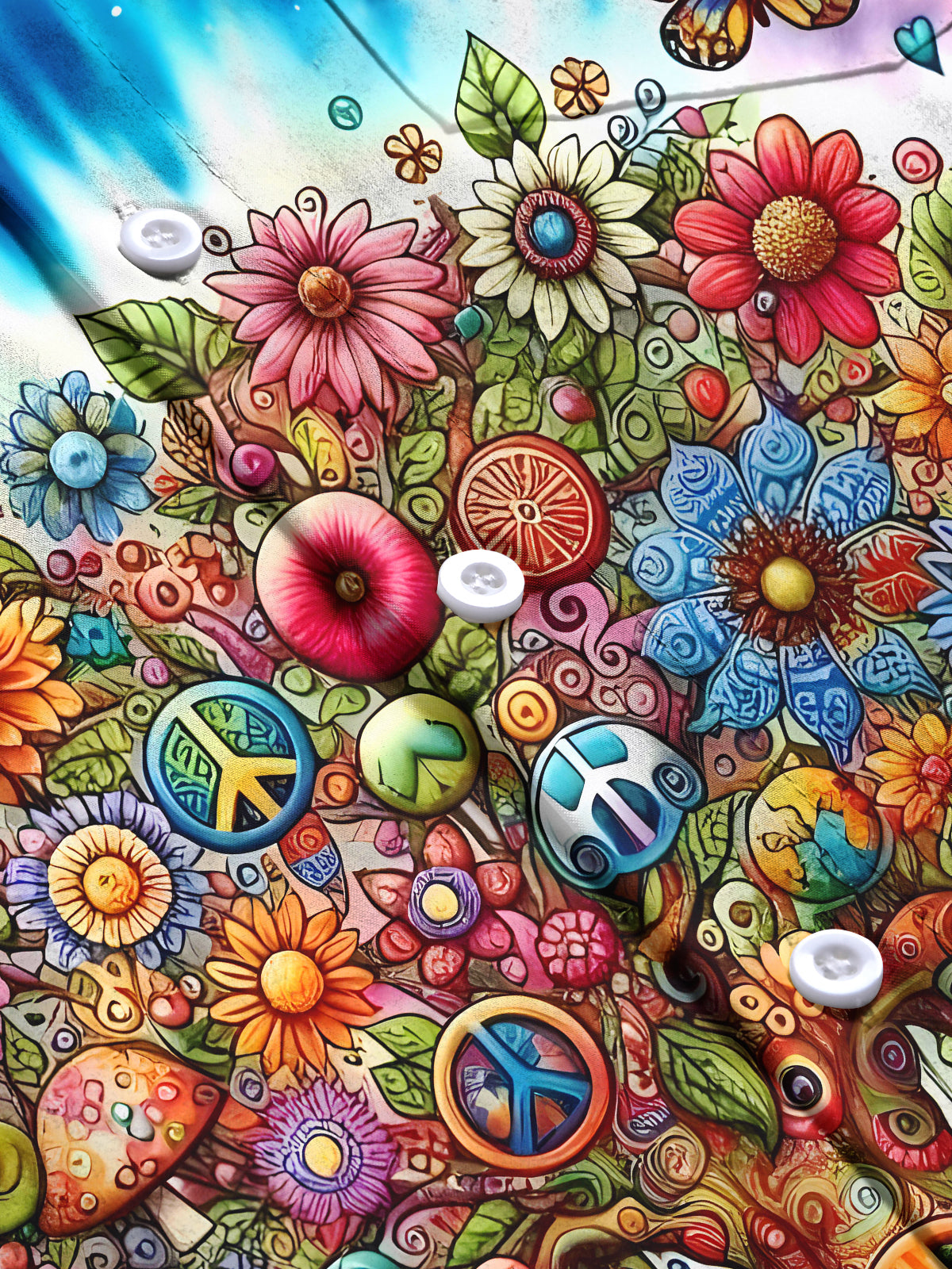 Tie Dye Hippie Tree Men's Pocket Short Sleeve Shirts