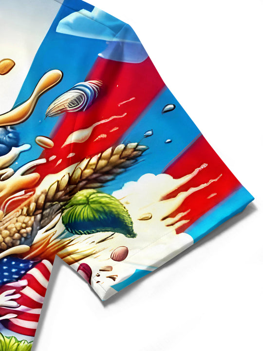 men's beer print shirt close-up short sleeve