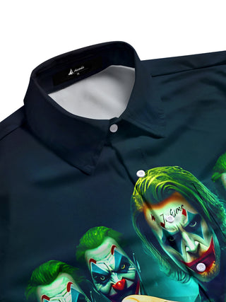 men's horror print shirt side view