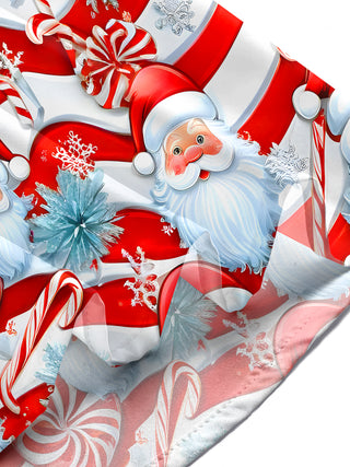 Men's festive print pocket short sleeve shirt lifestyle shot at Christmas holiday party