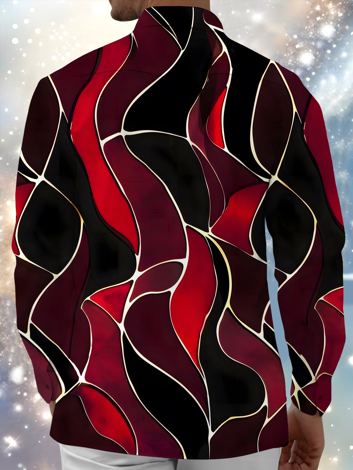 Abstract Men's Pocket Long Sleeve Shirts