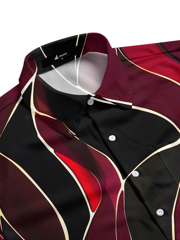 Men's abstract print long sleeve shirt side view