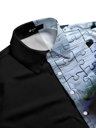 Men's half sleeve horror print joker puzzle shirt side view