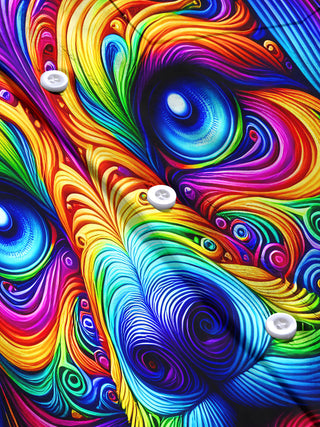 men's colorful dog print shirt close-up short sleeve