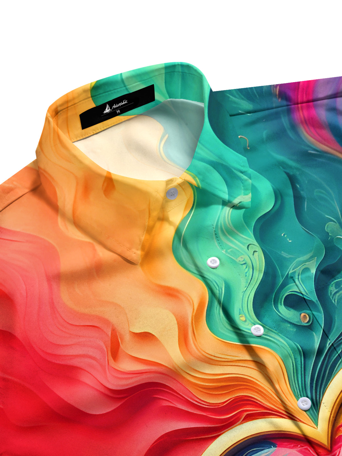 Tie Dye Gilded Colorful Heart Men's Pocket Long Sleeve Shirts