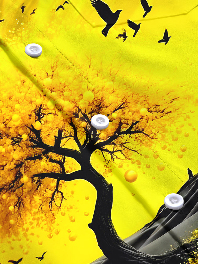 Men's fall tree pattern long sleeve shirt flat lay