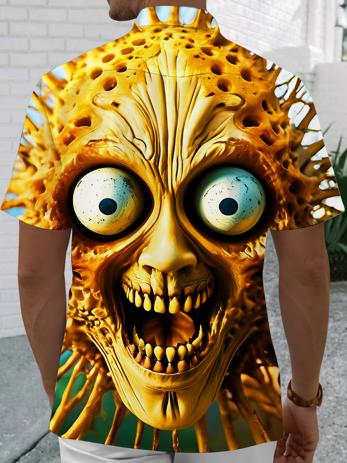 Funny Horror Art Relief Halloween Men's Pocket Short Sleeve Shirts