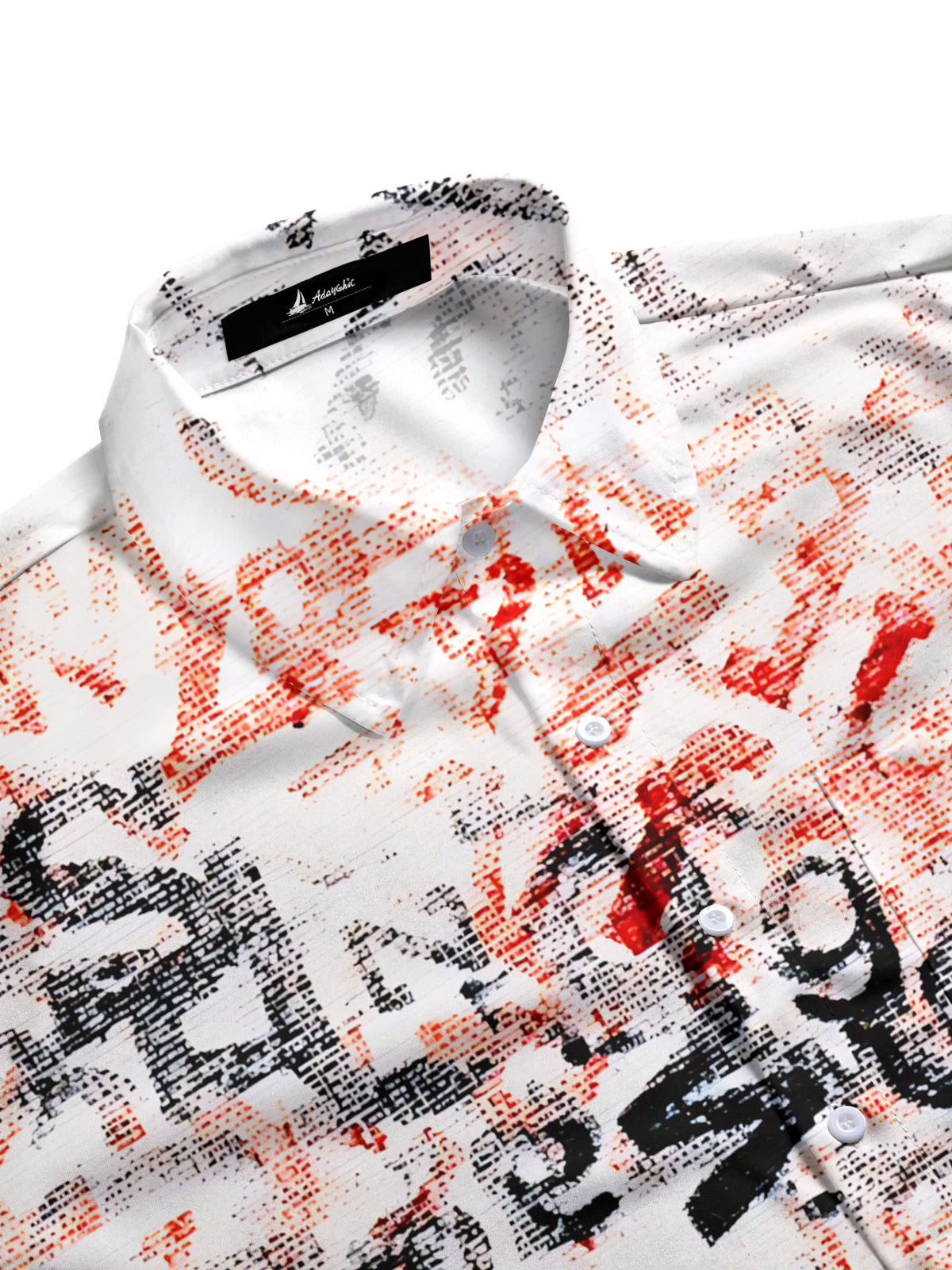 Gradient Letter Print Men's Pocket Long Sleeve Shirts