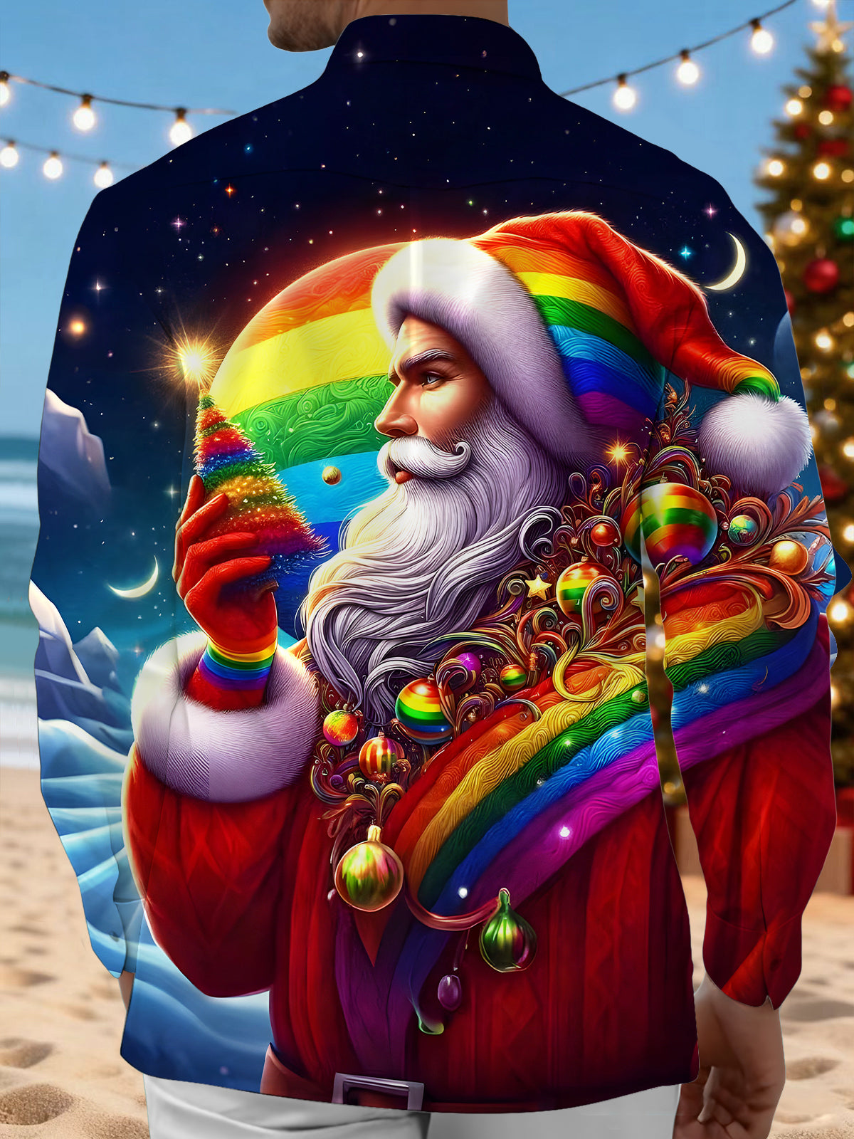 Christmas Santa Claus Men's Pocket Long Sleeve Shirts