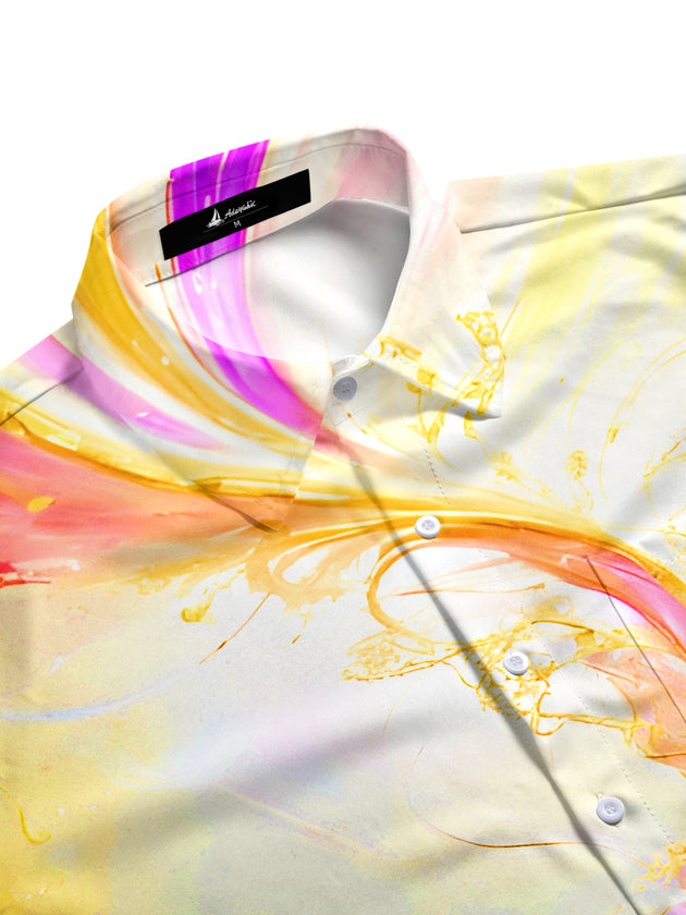 men's graphic art shirt side view