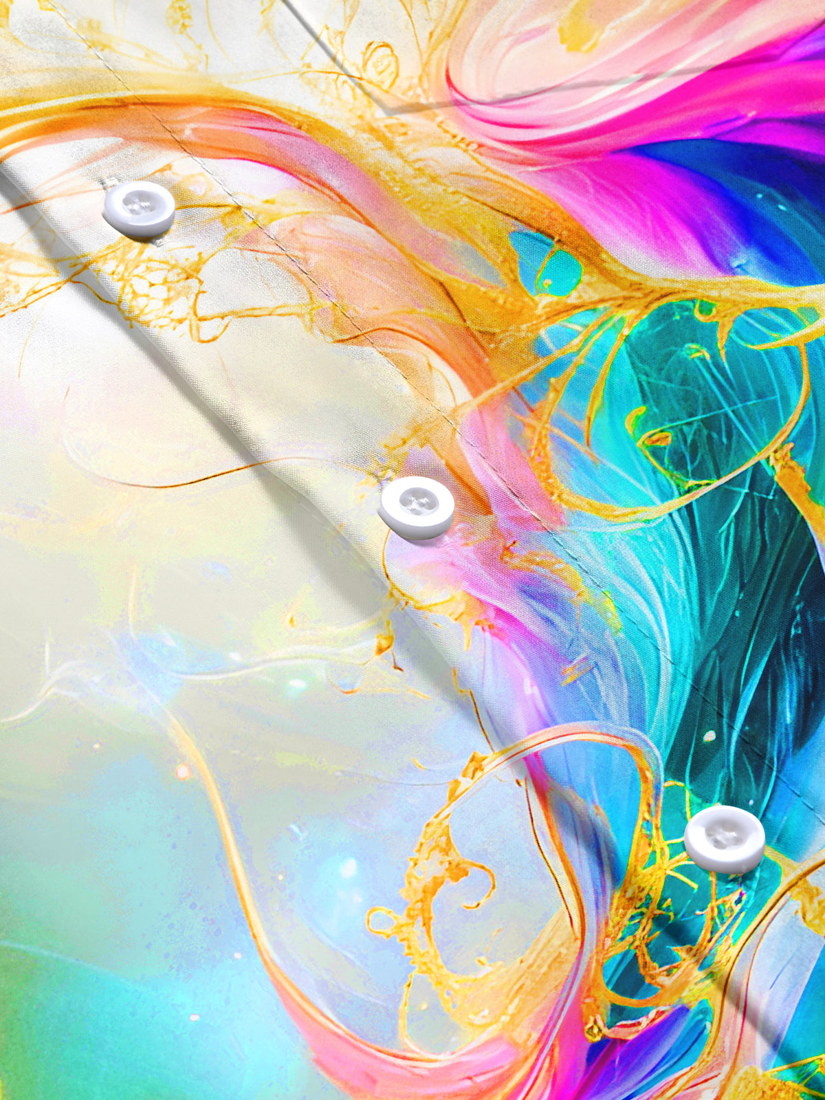 Rainbow Molten Gold Fluid Art Men's Pocket Long Sleeve Shirts