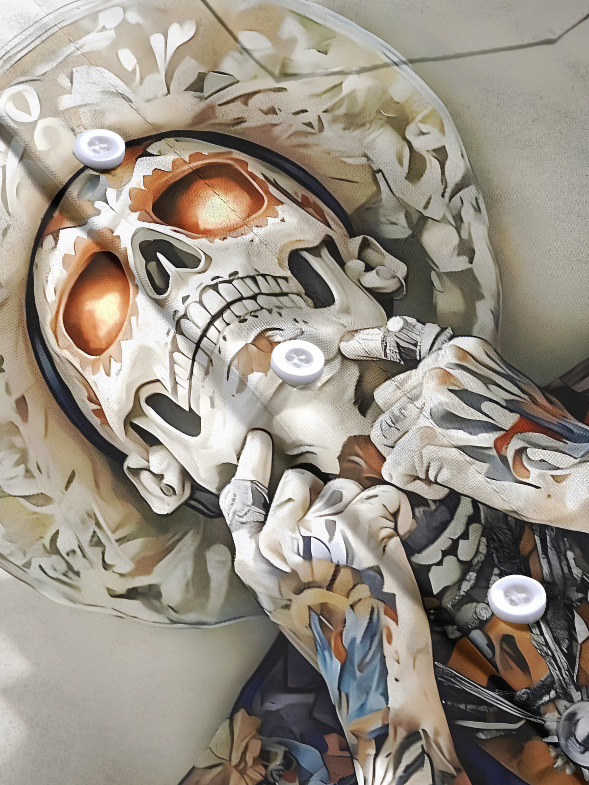 Day Of The Dead Skull Men's Pocket Short Sleeve Shirts