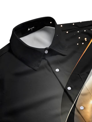 men's art print shirt side view