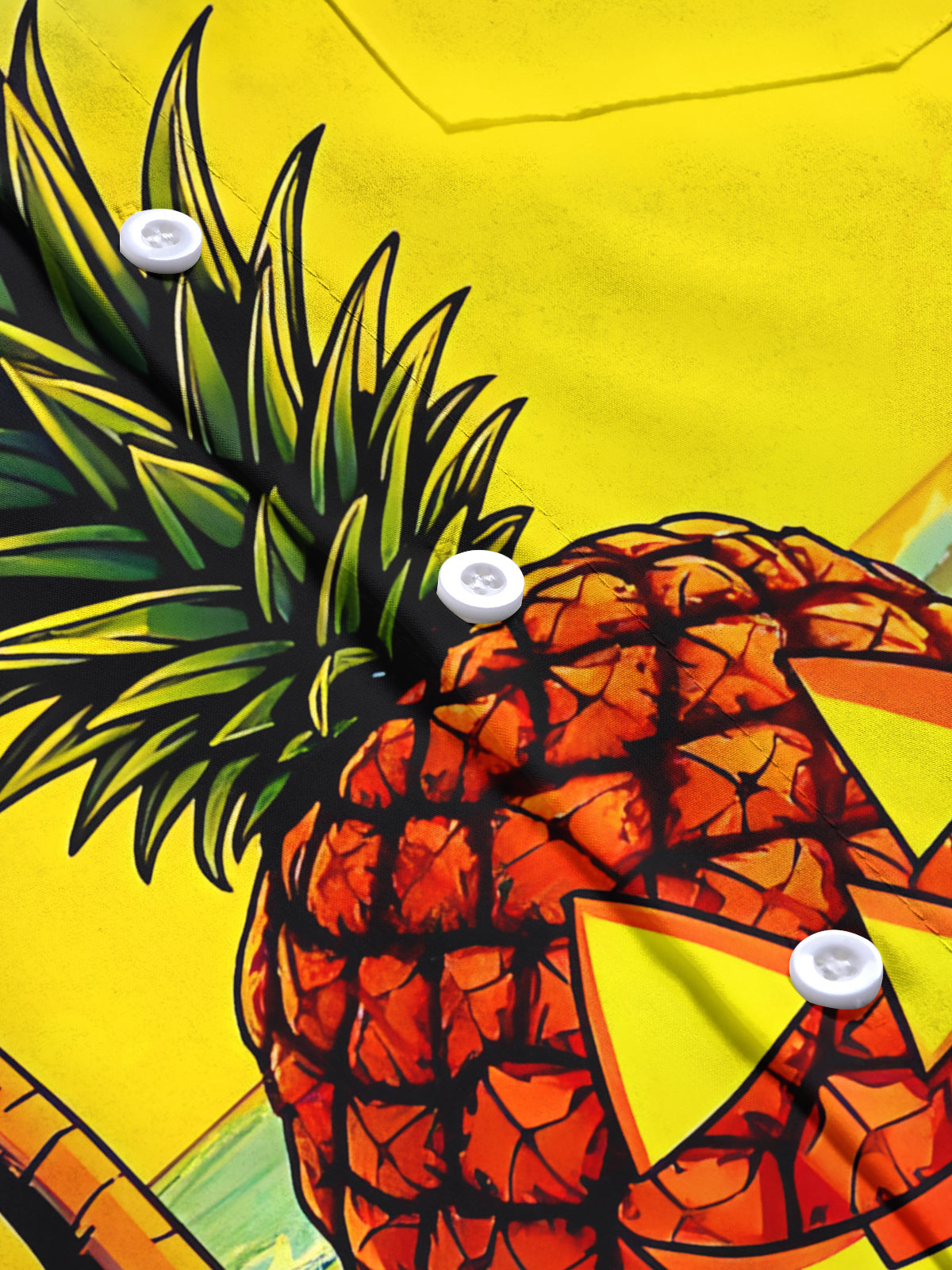 Pineapple Coconut Trees Men's Pocket Short Sleeve Shirts