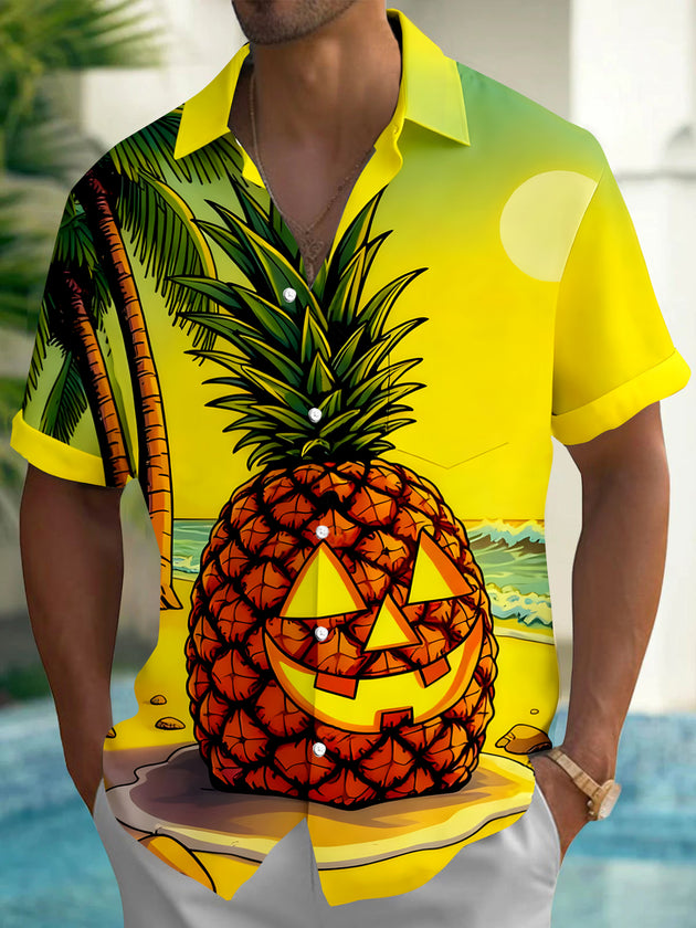 men's Hawaiian shirt front view tropical beach vacation