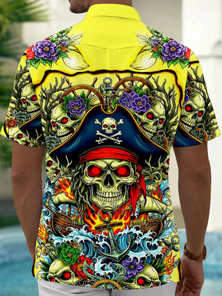 men's skeleton pattern shirt back view