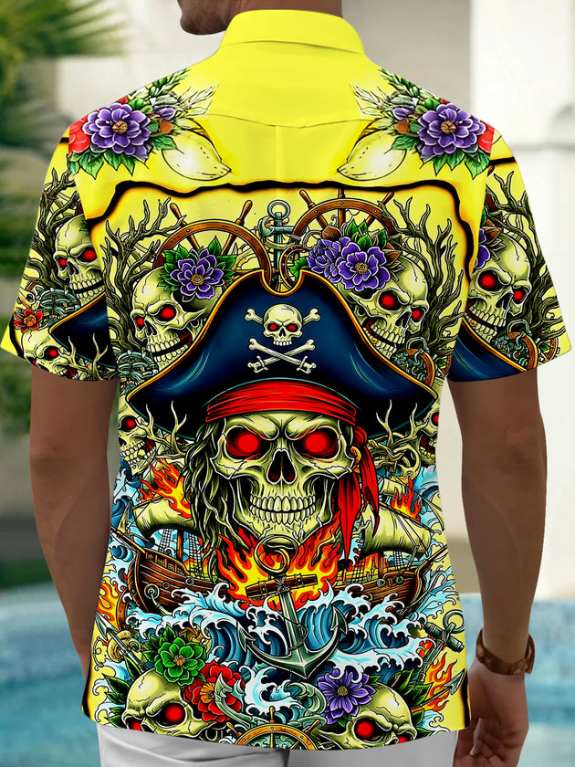 men's skeleton pattern shirt back view