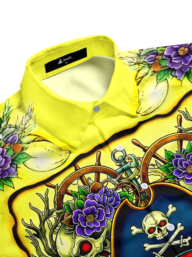 men's gothic print shirt side view