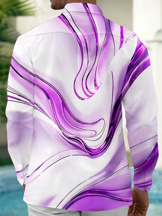 Men's abstract print long sleeve shirt back view