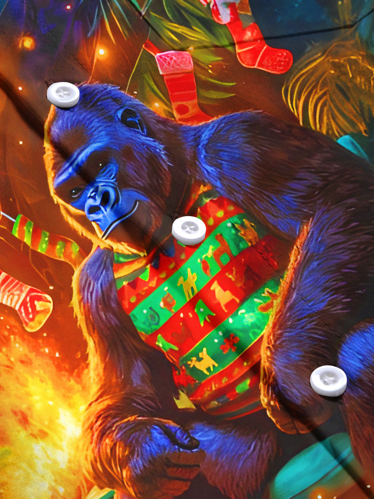 Funny Christmas Gorilla Xmas Men's Pocket Short Sleeve Shirts