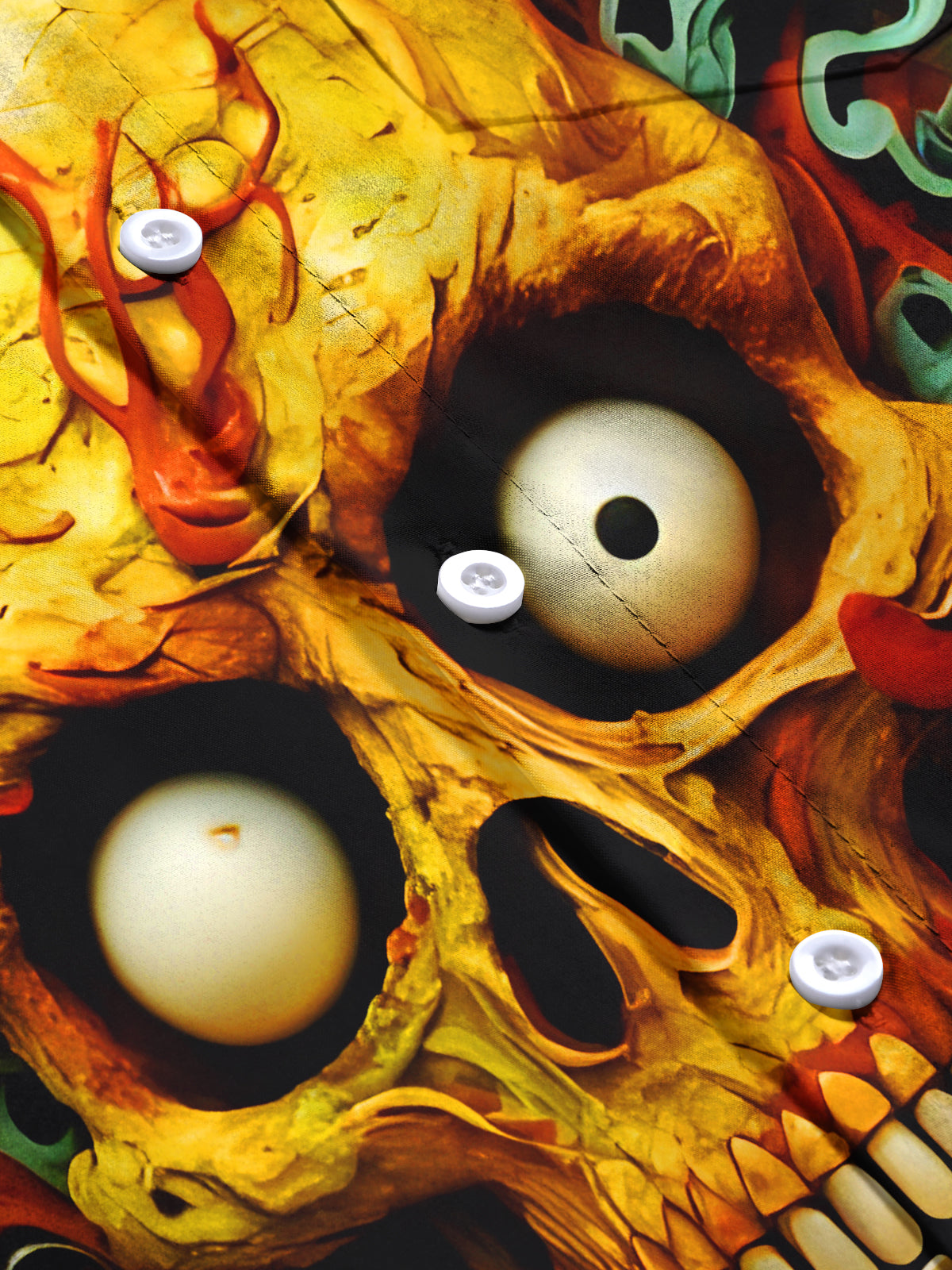 Funny Skull Art Relief Halloween Men's Pocket Short Sleeve Shirts