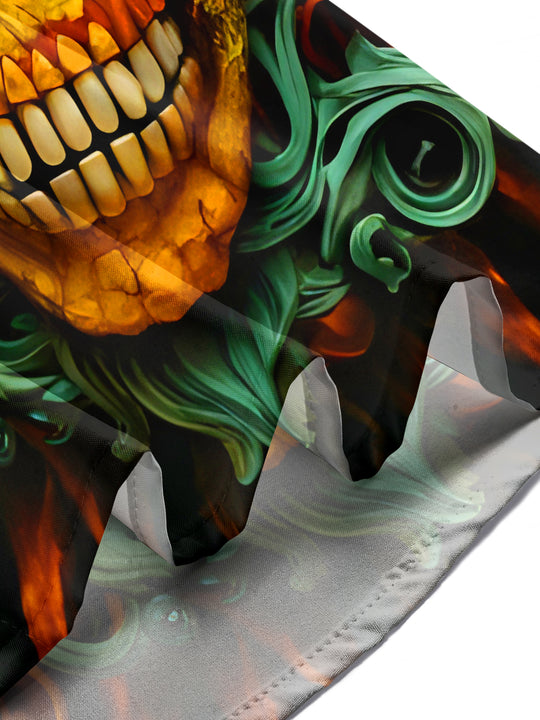 Men's funny skull print pocket short sleeve shirt three-quarter view Halloween costume