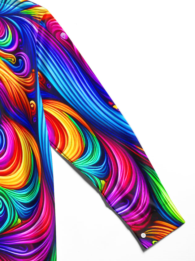 men's colorful printed shirt close-up full sleeve