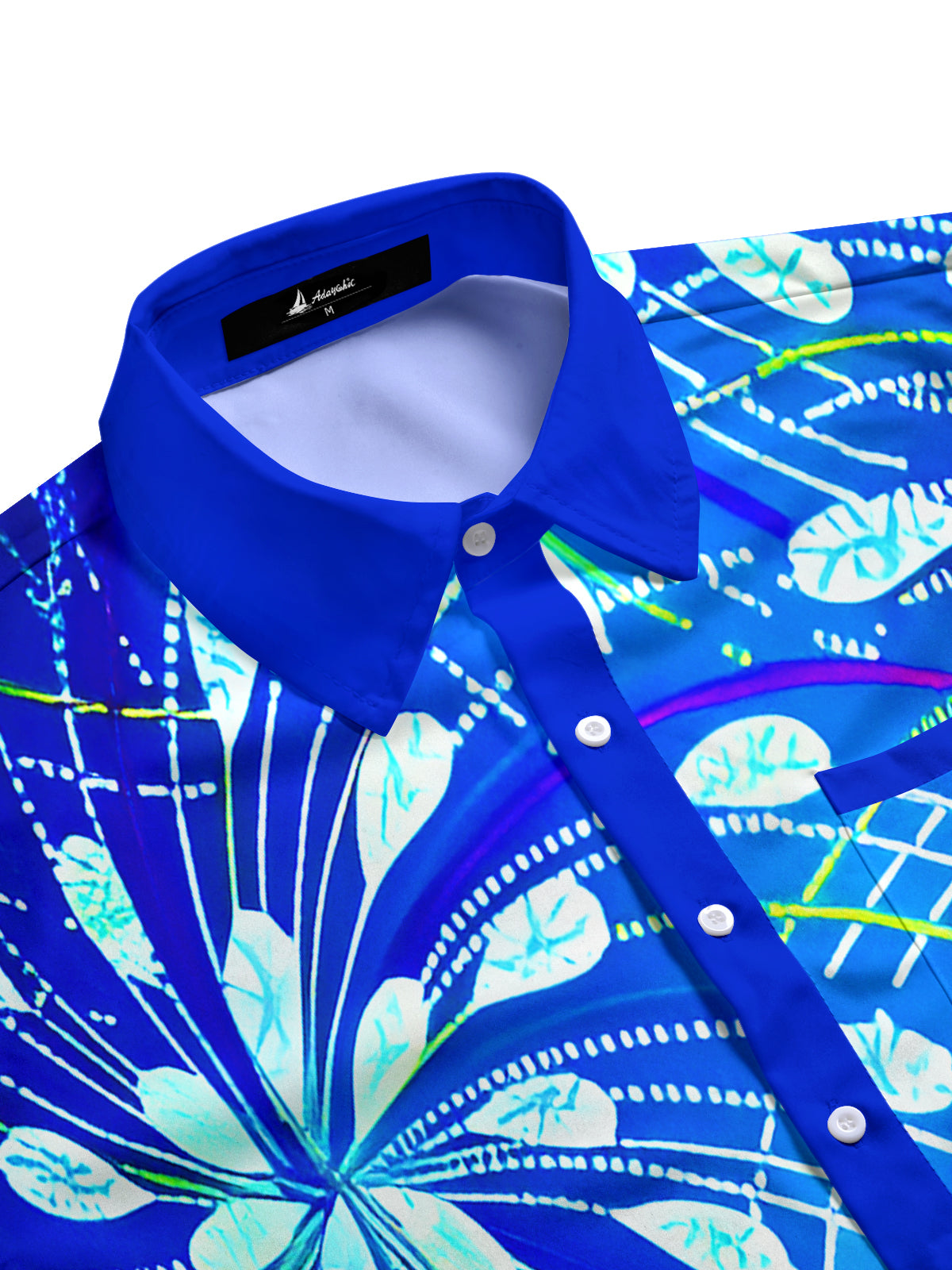 Shiny Dynamic Lines Abstract Geometry Floral Men's Pocket Long Sleeve Shirts