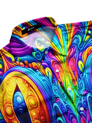 men's colorful frog swirl short sleeve shirt side view