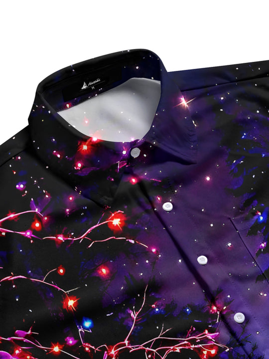 Winter Christmas Tree Men's Pocket Long Sleeve Shirts