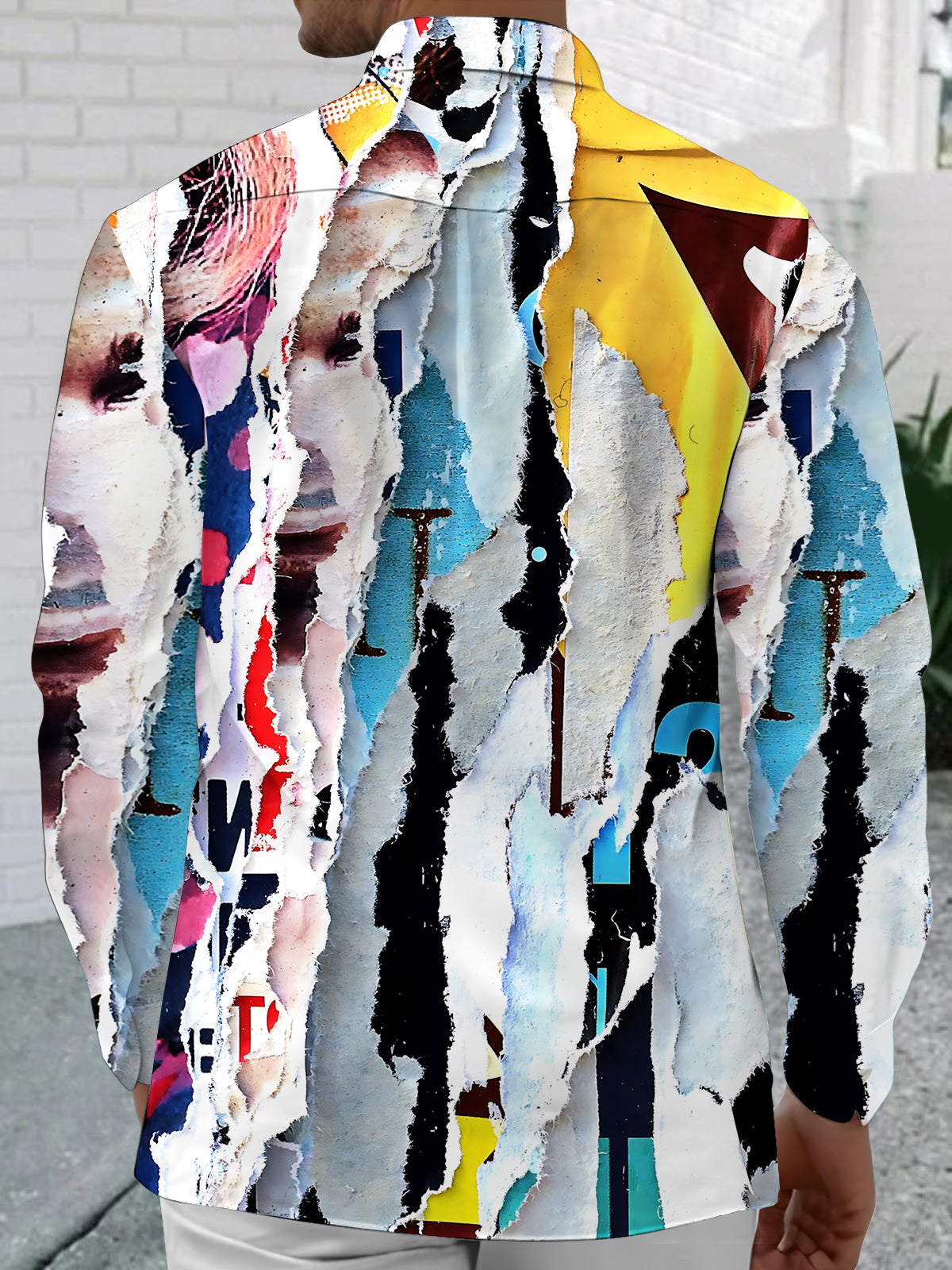 Art Print Men's Pocket Long Sleeve Shirts