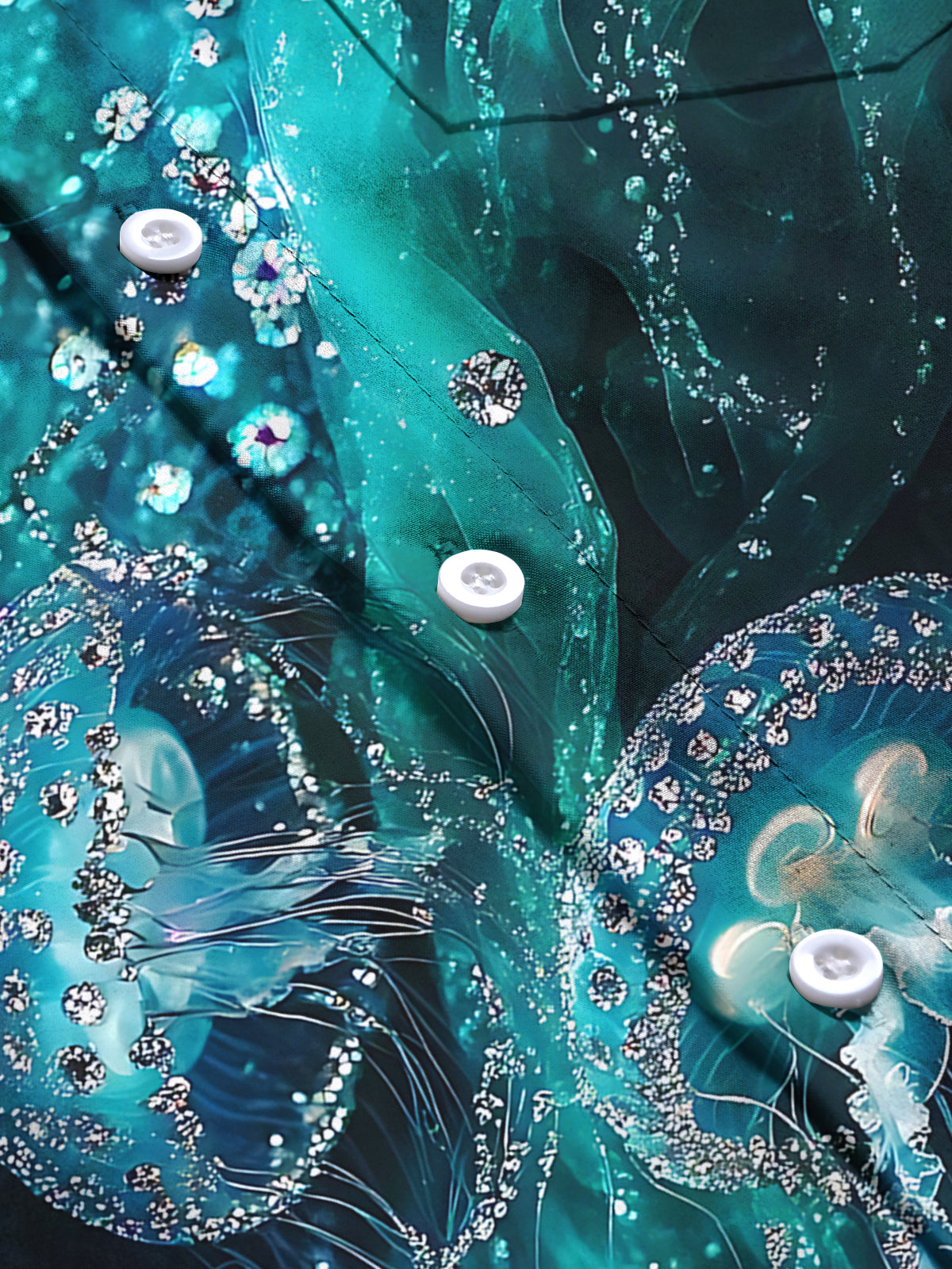 Jellyfish Print Men's Pocket Long Sleeve Shirts